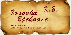 Kosovka Bjeković vizit kartica